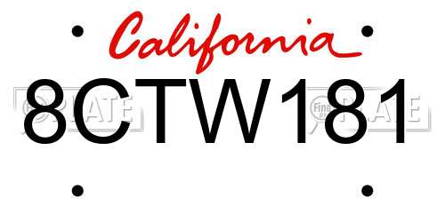 8CTW181 California License Plate