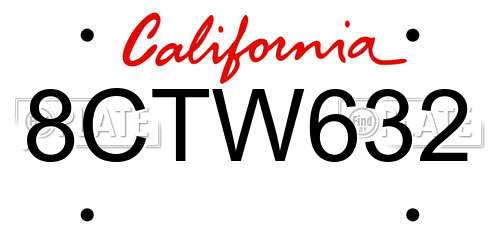 8CTW632 California License Plate