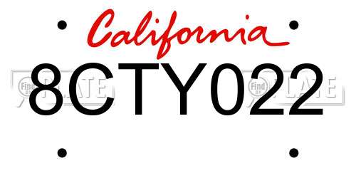 8CTY022 California License Plate
