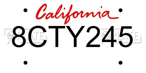 8CTY245 California License Plate
