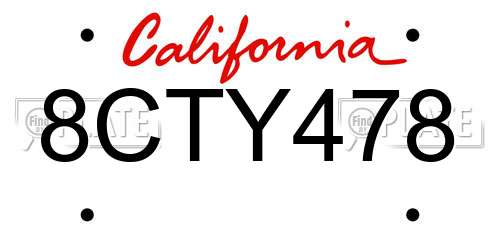 8CTY478 California License Plate