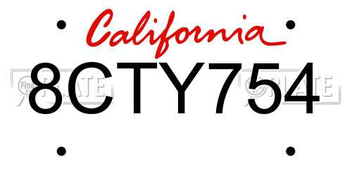 8CTY754 California License Plate