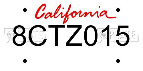 8CTZ015 California License Plate