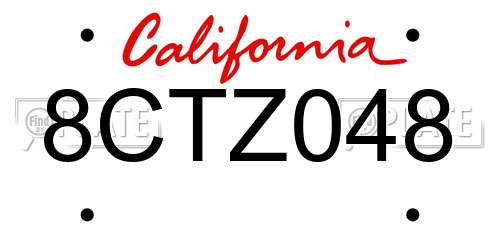 8CTZ048 California License Plate