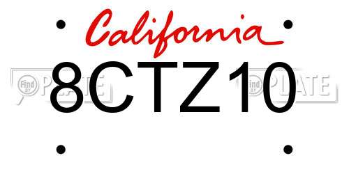 8CTZ10 California License Plate