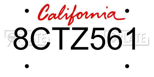 8CTZ561 California License Plate