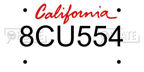 8CU554 California License Plate