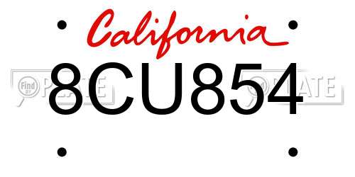 8CU854 California License Plate