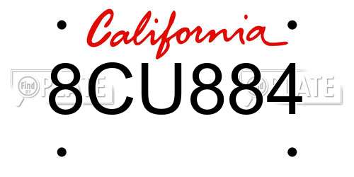 8CU884 California License Plate