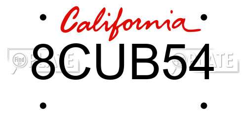 8CUB54 California License Plate