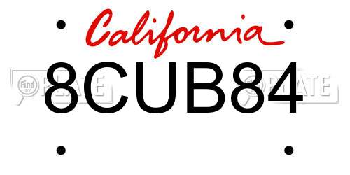8CUB84 California License Plate