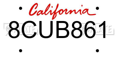8CUB861 California License Plate