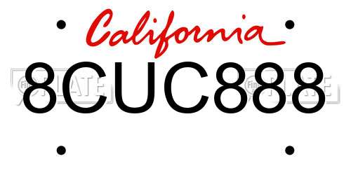 8CUC888 California License Plate