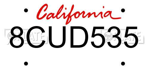 8CUD535 California License Plate