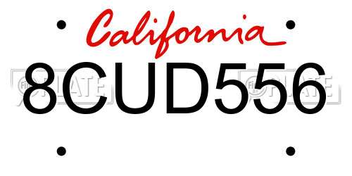 8CUD556 California License Plate