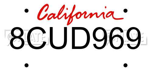 8CUD969 California License Plate
