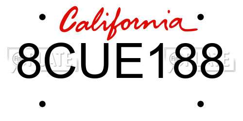 8CUE188 California License Plate
