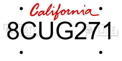 8CUG271 California License Plate
