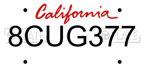 8CUG377 California License Plate