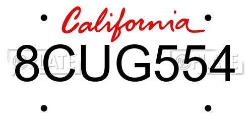 8CUG554 California License Plate
