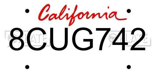 8CUG742 California License Plate