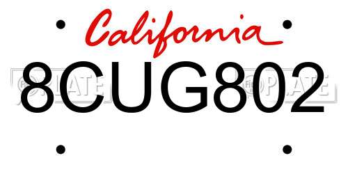 8CUG802 California License Plate