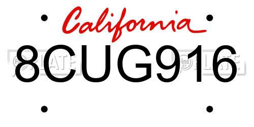 8CUG916 California License Plate