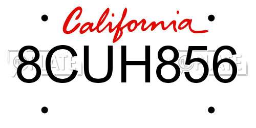 8CUH856 California License Plate