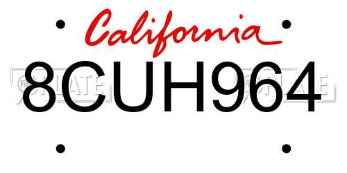 8CUH964 California License Plate