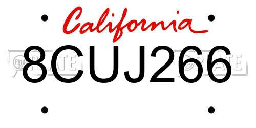 8CUJ266 California License Plate