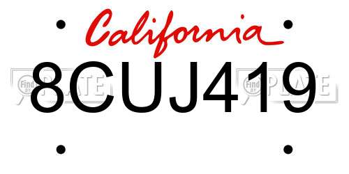 8CUJ419 California License Plate