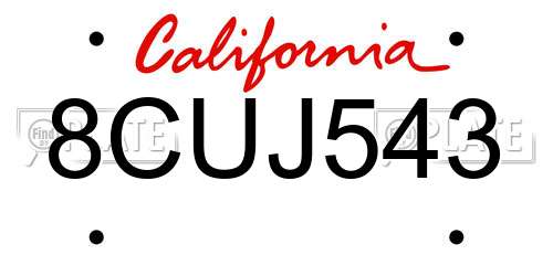 8CUJ543 California License Plate