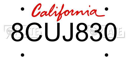 8CUJ830 California License Plate