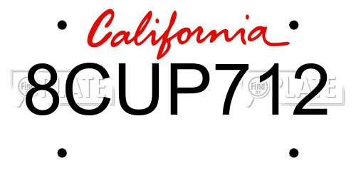 8CUP712 California License Plate