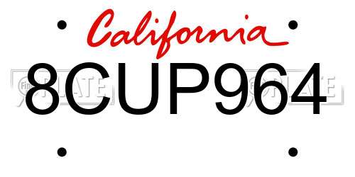 8CUP964 California License Plate
