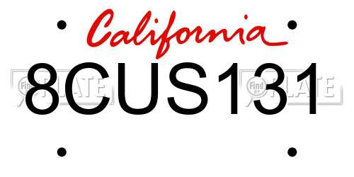 8CUS131 California License Plate