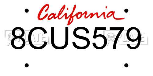8CUS579 California License Plate