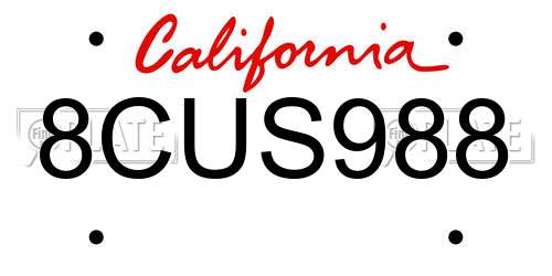 8CUS988 California License Plate
