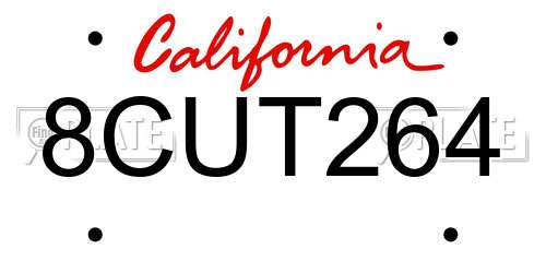 8CUT264 California License Plate