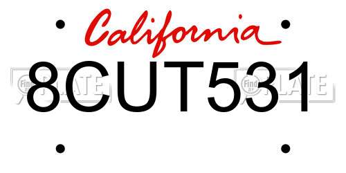 8CUT531 California License Plate