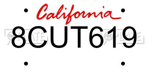 8CUT619 California License Plate