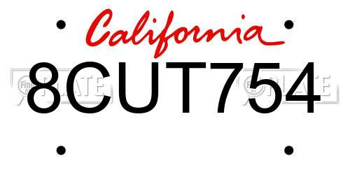 8CUT754 California License Plate