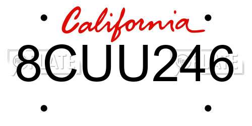 8CUU246 California License Plate