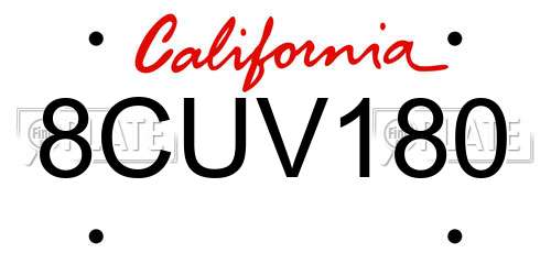 8CUV180 California License Plate