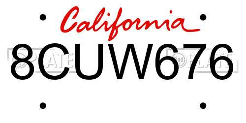 8CUW676 California License Plate