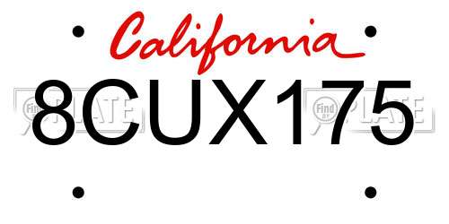 8CUX175 California License Plate
