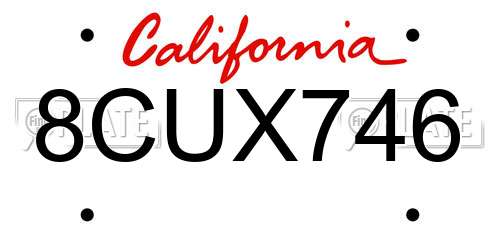 8CUX746 California License Plate