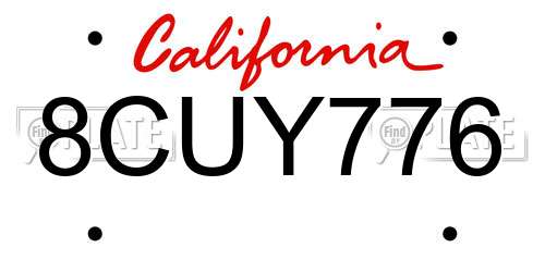 8CUY776 California License Plate