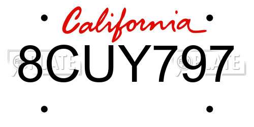 8CUY797 California License Plate