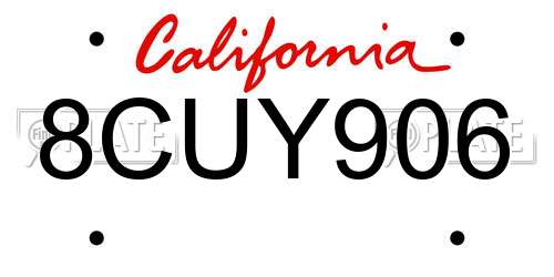 8CUY906 California License Plate